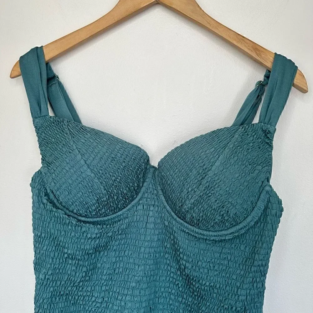 Hazel & Folk Women’s All Over Smocking Lente One Piece Swimsuit in Color Seaside